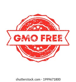 GMO free stamp. Vector. GMO free badge icon. Certified badge logo. Stamp Template. Label, Sticker, Icons. Gmo free natural product. Vector EPS 10. Isolated on white background.