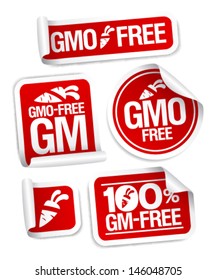 GMO free stickers set for healthy food.