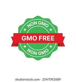 Modelo de símbolo livre de OGM. Rótulo do ícone de certificação livre de OGM para embalagem do produto. Ilustração vetorial