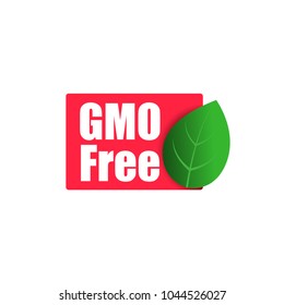GMO free tag with a green leaf vector illustration