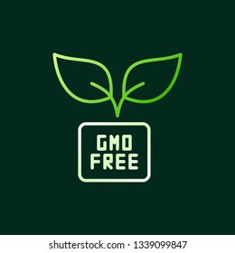 GMO Free vector colored outline icon or design element on dark background