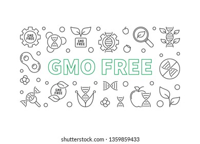 GMO Free vector concept minimal outline horizontal illustration