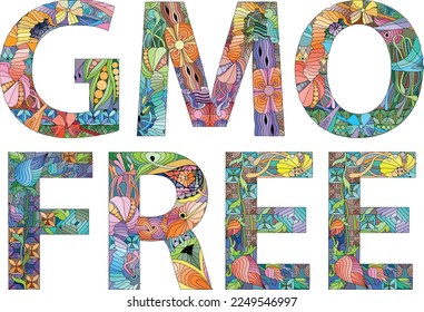 GMO LIBRE. Objeto de zentángulo decorativo vectorial para la decoración