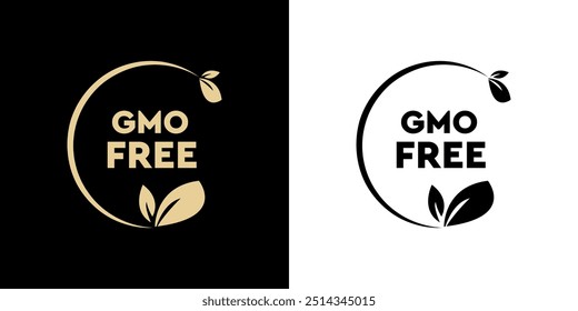 GVO-frei - goldener Vektor-Stempel für die Kennzeichnung von Lebensmitteln.