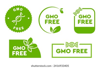 GMO Free - Vector Labels for food products. Green stamps for package.