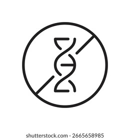 Gmo - Genetically modified free line simple icon in a flat style. Allergen free symbol, warning. Vector illustration. Editable stroke. Isolated on a white background.