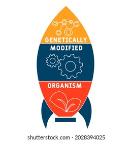 GMO - Genetically Modified Organism acronym. business concept background.  vector illustration concept with keywords and icons. lettering illustration with icons for web banner, flyer, landing 