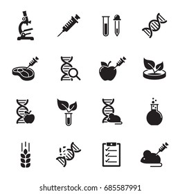 GMO, Genetics icons set
