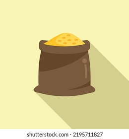 Icono de saco de grano Gmo vector plano. Alimentos agrícolas. Ensayo modificado
