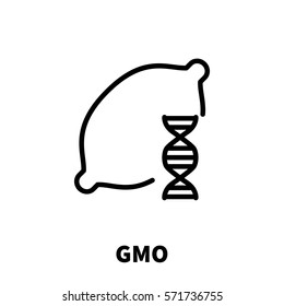 GMO icon or logo in modern line style. High quality black outline pictogram for web site design and mobile apps. Vector illustration on a white background.