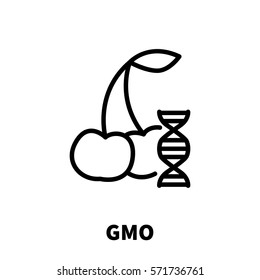 GMO icon or logo in modern line style. High quality black outline pictogram for web site design and mobile apps. Vector illustration on a white background.