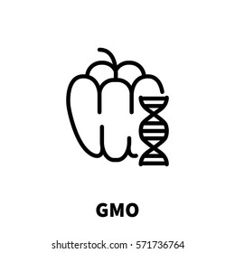 GMO icon or logo in modern line style. High quality black outline pictogram for web site design and mobile apps. Vector illustration on a white background.