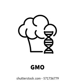 GMO icon or logo in modern line style. High quality black outline pictogram for web site design and mobile apps. Vector illustration on a white background.