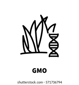 GMO icon or logo in modern line style. High quality black outline pictogram for web site design and mobile apps. Vector illustration on a white background.