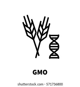 GMO icon or logo in modern line style. High quality black outline pictogram for web site design and mobile apps. Vector illustration on a white background.