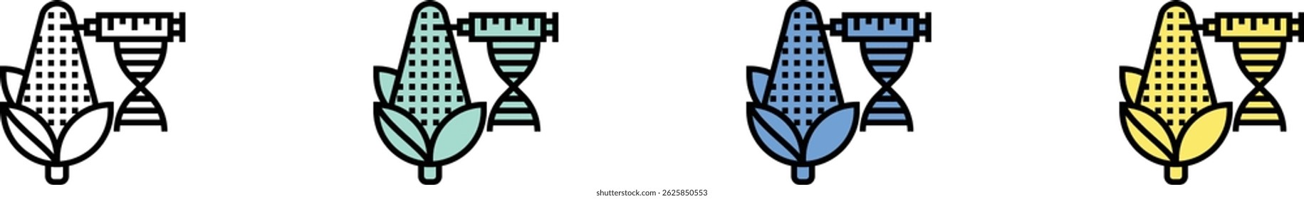gmo icon. Outline, Green, Blue and Yellow Style Design Isolated On White Background