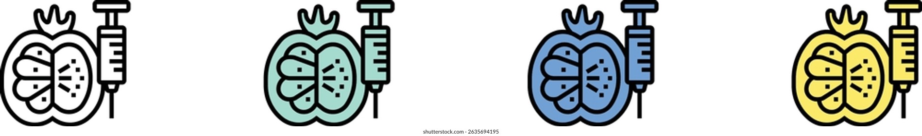 gmo icon. Outline, Green, Blue and Yellow Style Design Isolated On White Background