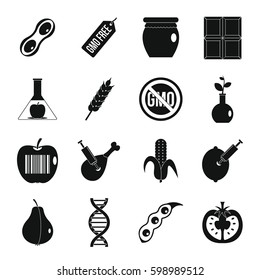 GMO icons set food. Simple illustration of 16 GMO food vector icons for web