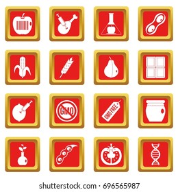 GMO icons set in red color isolated vector illustration for web and any design