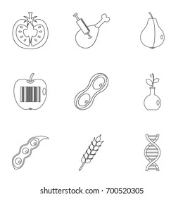 GMO laboratory icon set. Outline set of 9 GMO laboratory vector icons for web isolated on white background