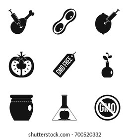 GMO laboratory icon set. Simple set of 9 GMO laboratory vector icons for web isolated on white background