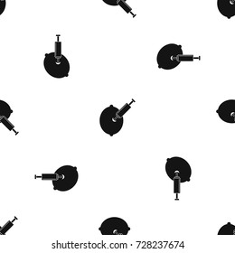 GMO lemon with syringe pattern repeat seamless in black color for any design. Vector geometric illustration