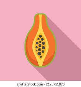 Gmo papaya icon flat vector. Agriculture food. Dna test