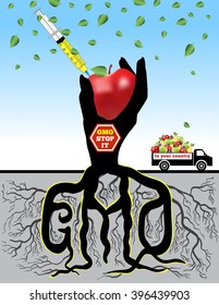 GMO. The poster (advertizing) devoted to a problem of genetically modified products.