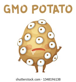 GMO Potato Vegetable Illustration. Cartoon Vector Funny Potato Character Icon Isolated on White Background