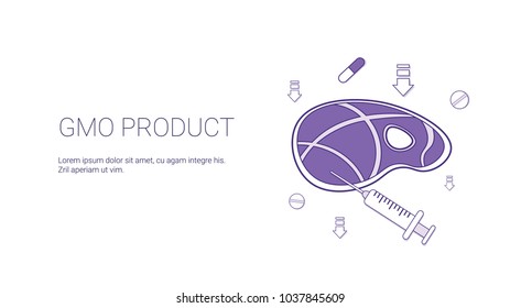 Gmo Product Food And Health Care Concept Template Web Banner With Copy Space Vector Illustration