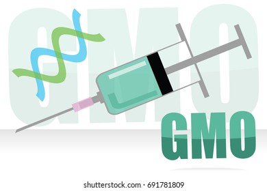 gmo sign - syringe with needle injecting gmo material