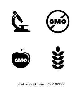 Gmo. Simple Related Vector Icons Set for Video, Mobile Apps, Web Sites, Print Projects and Your Design. Black Flat Illustration on White Background.