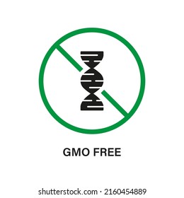 Gmo Stop Sign. Only Eco Natural Organic Product. Genetically Modified Forbidden Symbol. Natural Healthy Food Concept. Gmo Free Silhouette Black Icon. Isolated Vector Illustration.