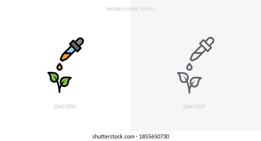 GMO test icon for your website, logo, app, UI, product print. GMO test concept flat Silhouette vector illustration icon. Editable stroke icons set
