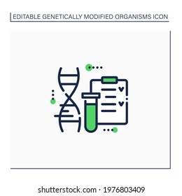 GMO test line icon.Screening. Absence or presence of genetically modified plant material. Checking documentation. Genetically modified organism concept. Isolated vector illustration.Editable stroke