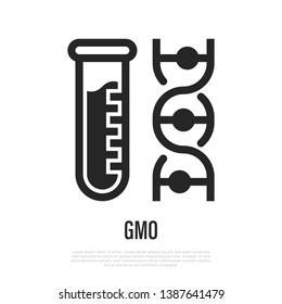 GMO thin line icon. Symbol for packaging. Vector illustration of genetically modified product.