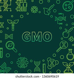 GMO vector colorful concept illustration in outline style on dark background