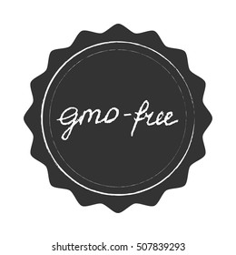 GMO-free, vector sign, hand-drawn illustration in chalk style.