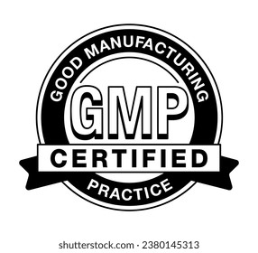 GMP certified flat circle emblem - Good manufacturing practices conforming to the guidelines recommended by agencies that control the authorization