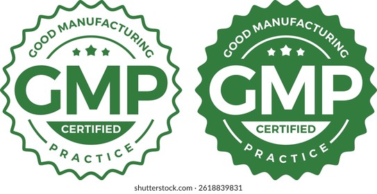 GMP Certified Icon or Label – Good Manufacturing Practice Logo, Stamp, Seal, High Quality Symbol Vector Illustration"