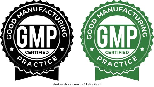 GMP Certified Icon or Label – Good Manufacturing Practice Logo, Stamp, Seal, High Quality Symbol Vector Illustration"