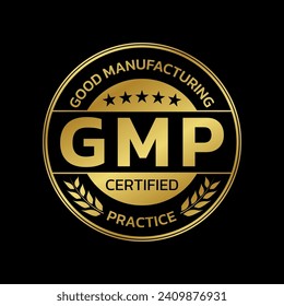 GMP certified icon or logo. Good manufacturing practice stamp or badge. Vector illustration.