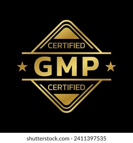 GMP certified icon or logo. Good manufacturing practice stamp or badge. Vector illustration.