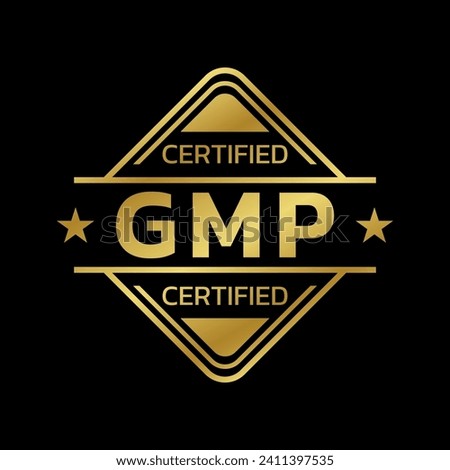 GMP certified icon or logo. Good manufacturing practice stamp or badge. Vector illustration.