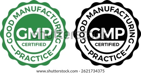 GMP Certified Round Stamp – Good Manufacturing Practice Vector Seal on White Background
