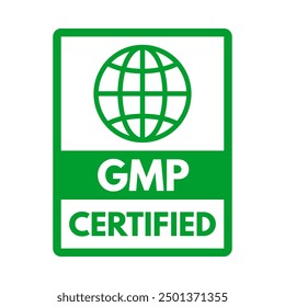gmp certified, vector illustration isolated on white background