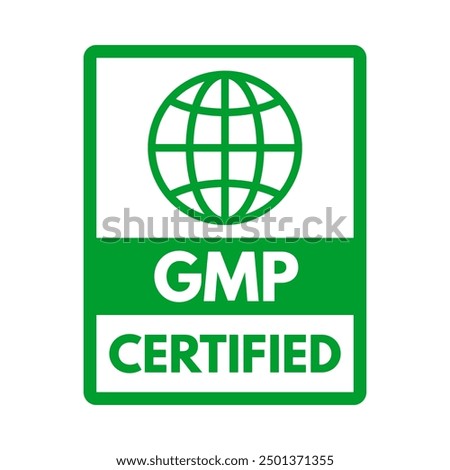 gmp certified, vector illustration isolated on white background