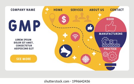 GMP - Good Manufacturing Practice acronym. business concept background.  vector illustration concept with keywords and icons. lettering illustration with icons for web banner, flyer, landing pag