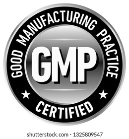 GMP (Good Manufacturing Practice) certified round stamp on white background - Vector