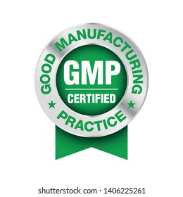 GMP (Good Manufacturing Practice) certified round stamp on white background - Vector